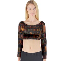 Books Library Long Sleeve Crop Top by BangZart