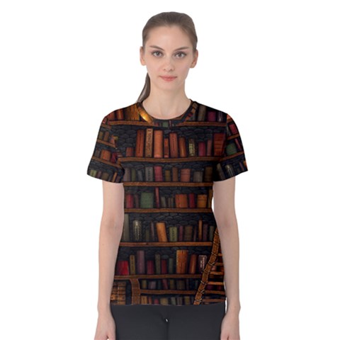 Books Library Women s Cotton Tee by BangZart