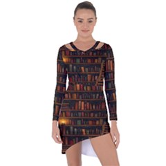 Books Library Asymmetric Cut-out Shift Dress