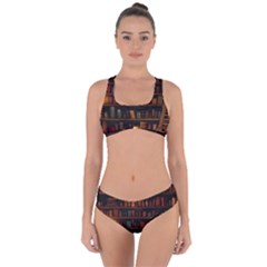 Books Library Criss Cross Bikini Set by BangZart