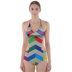 Charming Chevrons Quilt Cut-out One Piece Swimsuit by BangZart