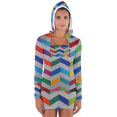 Charming Chevrons Quilt Long Sleeve Hooded T-shirt by BangZart