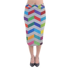 Charming Chevrons Quilt Velvet Midi Pencil Skirt by BangZart