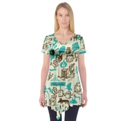 Telegramme Short Sleeve Tunic  by BangZart