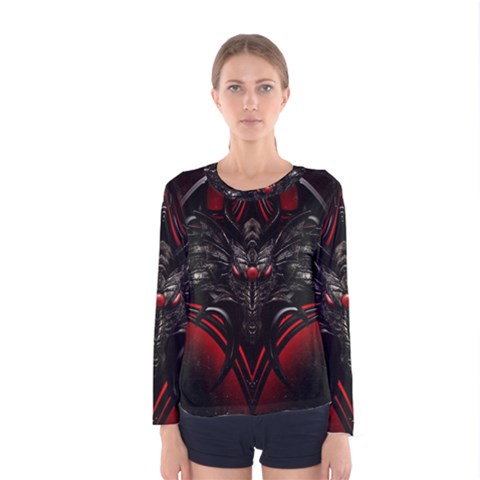 Black Dragon Grunge Women s Long Sleeve Tee by BangZart