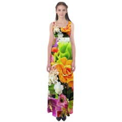 Colorful Flowers Empire Waist Maxi Dress by BangZart