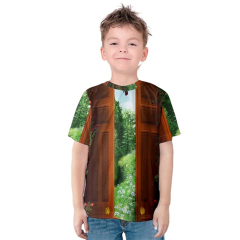 Beautiful World Entry Door Fantasy Kids  Cotton Tee by BangZart