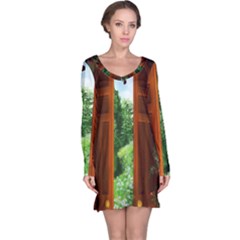 Beautiful World Entry Door Fantasy Long Sleeve Nightdress by BangZart