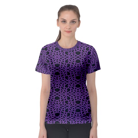 Triangle Knot Purple And Black Fabric Women s Sport Mesh Tee by BangZart