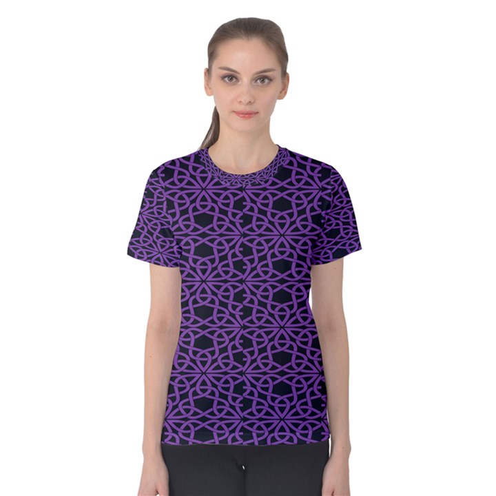 Triangle Knot Purple And Black Fabric Women s Cotton Tee