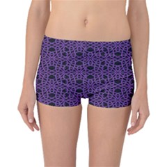 Triangle Knot Purple And Black Fabric Boyleg Bikini Bottoms