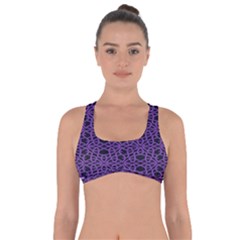 Triangle Knot Purple And Black Fabric Got No Strings Sports Bra