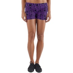 Triangle Knot Purple And Black Fabric Yoga Shorts by BangZart