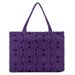 Triangle Knot Purple And Black Fabric Medium Zipper Tote Bag