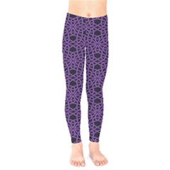 Triangle Knot Purple And Black Fabric Kids  Legging by BangZart