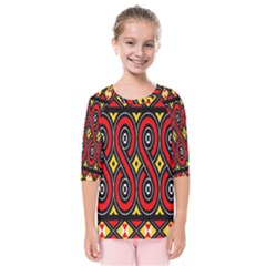 Toraja Traditional Art Pattern Kids  Quarter Sleeve Raglan Tee