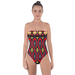 Toraja Traditional Art Pattern Tie Back One Piece Swimsuit