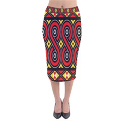 Toraja Traditional Art Pattern Velvet Midi Pencil Skirt by BangZart