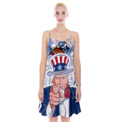 Independence Day United States Of America Spaghetti Strap Velvet Dress by BangZart