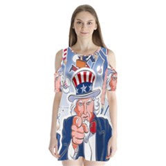 Independence Day United States Of America Shoulder Cutout Velvet  One Piece by BangZart