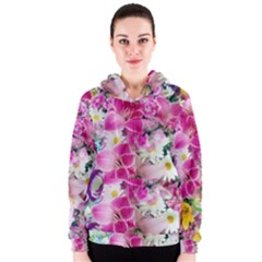 Colorful Flowers Patterns Women s Zipper Hoodie by BangZart