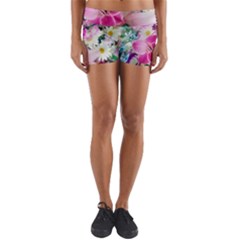 Colorful Flowers Patterns Yoga Shorts