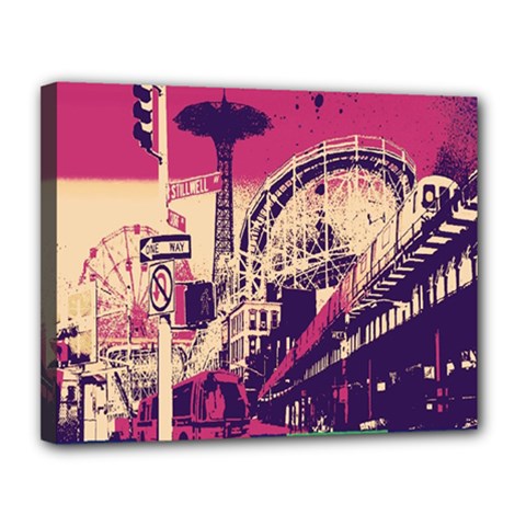 Pink City Retro Vintage Futurism Art Canvas 14  X 11  by BangZart