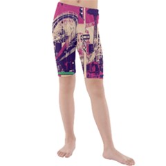 Pink City Retro Vintage Futurism Art Kids  Mid Length Swim Shorts