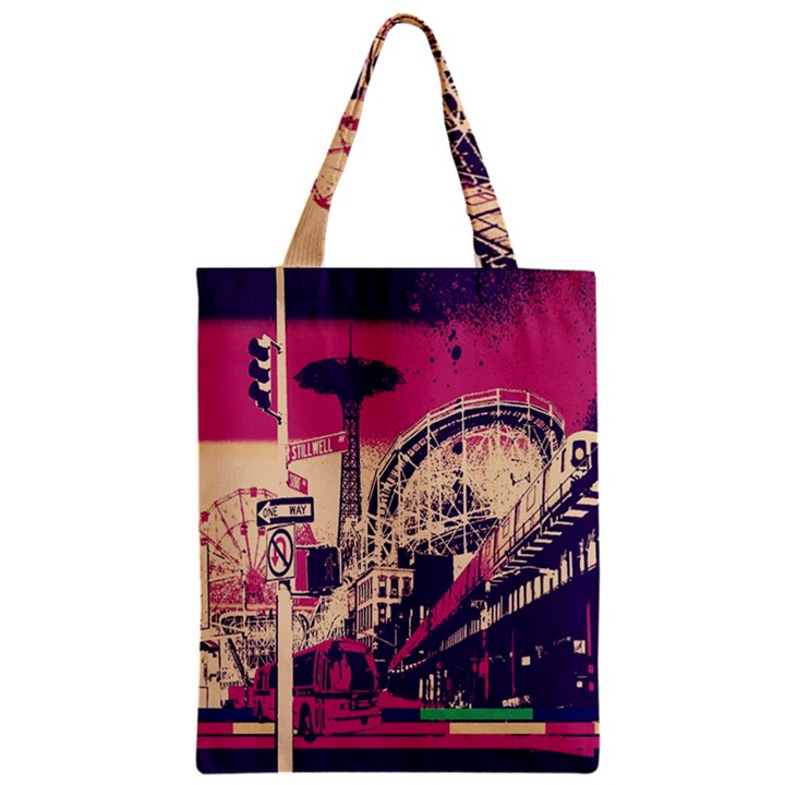 Pink City Retro Vintage Futurism Art Zipper Classic Tote Bag