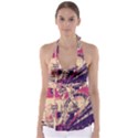 Pink City Retro Vintage Futurism Art Babydoll Tankini Top View1