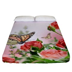 Flora Butterfly Roses Fitted Sheet (king Size) by BangZart