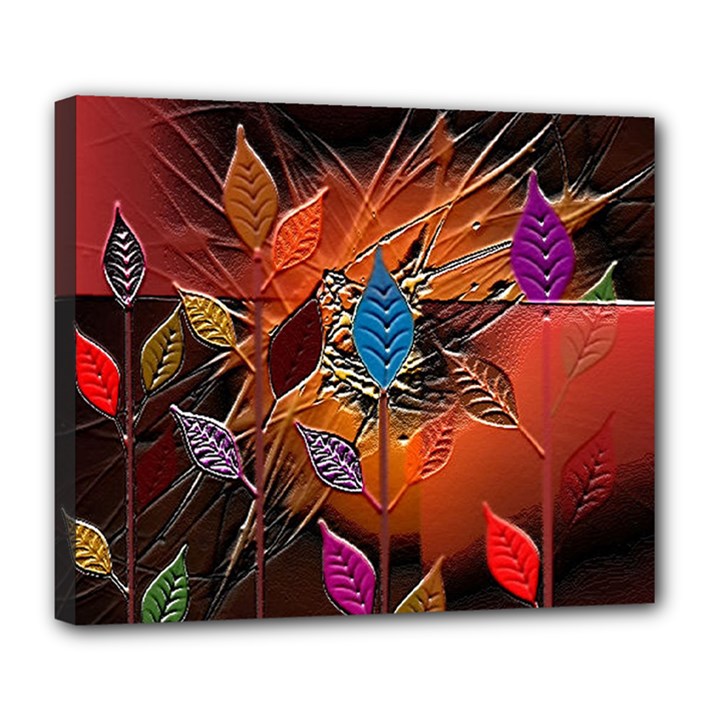 Colorful Leaves Deluxe Canvas 24  x 20  