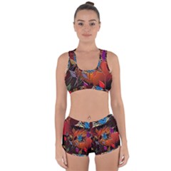 Colorful Leaves Racerback Boyleg Bikini Set