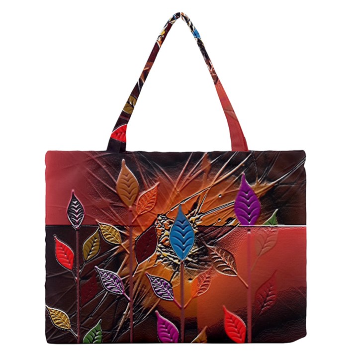 Colorful Leaves Medium Zipper Tote Bag