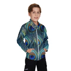 Feathers Art Peacock Sheets Patterns Wind Breaker (kids) by BangZart