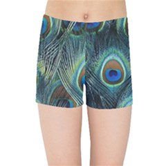 Feathers Art Peacock Sheets Patterns Kids Sports Shorts by BangZart