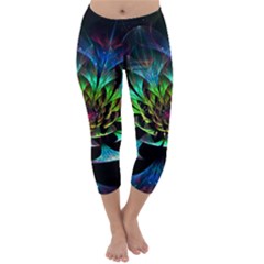 Fractal Flowers Abstract Petals Glitter Lights Art 3d Capri Winter Leggings  by BangZart