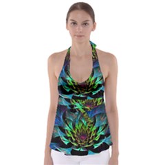 Fractal Flowers Abstract Petals Glitter Lights Art 3d Babydoll Tankini Top by BangZart