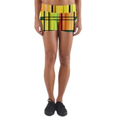 Line Rainbow Grid Abstract Yoga Shorts