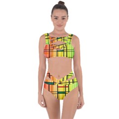 Line Rainbow Grid Abstract Bandaged Up Bikini Set 