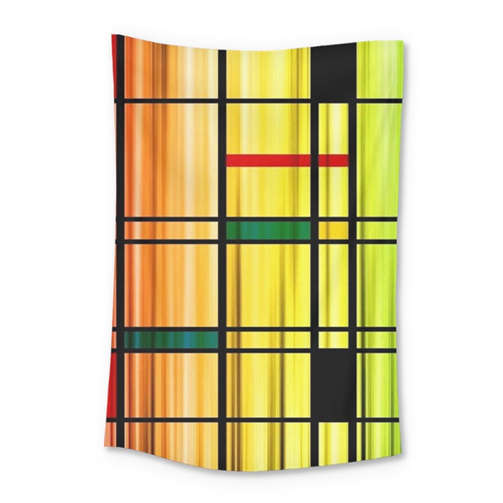 Line Rainbow Grid Abstract Small Tapestry