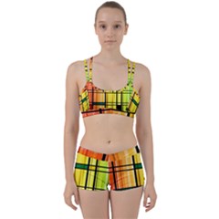 Line Rainbow Grid Abstract Women s Sports Set