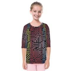 Circuit Board Seamless Patterns Set Kids  Quarter Sleeve Raglan Tee