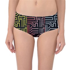 Circuit Board Seamless Patterns Set Mid-waist Bikini Bottoms by BangZart