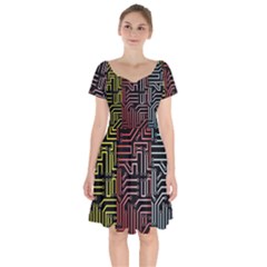 Circuit Board Seamless Patterns Set Short Sleeve Bardot Dress