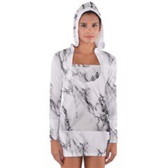 Marble Pattern Long Sleeve Hooded T-shirt