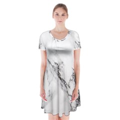 Marble Pattern Short Sleeve V-neck Flare Dress by BangZart