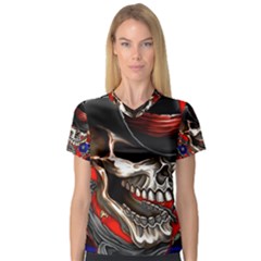 Confederate Flag Usa America United States Csa Civil War Rebel Dixie Military Poster Skull V-Neck Sport Mesh Tee