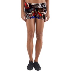 Confederate Flag Usa America United States Csa Civil War Rebel Dixie Military Poster Skull Yoga Shorts