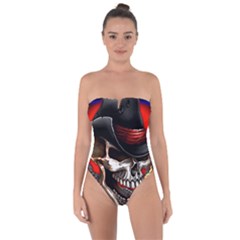 Confederate Flag Usa America United States Csa Civil War Rebel Dixie Military Poster Skull Tie Back One Piece Swimsuit